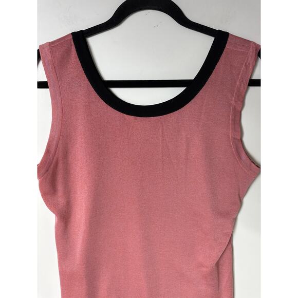 Exclusively Misook Petite Sleeveless Knit Shell Tank Top Pink Black Size L - Picture 6 of 8